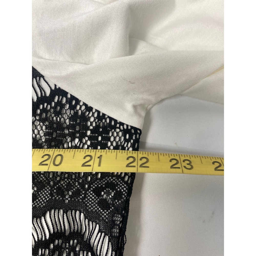 Christopher & Banks White 3/4 Sleeve Top Black‎ Lace Yoke Womens Size Large - Picture 7 of 7